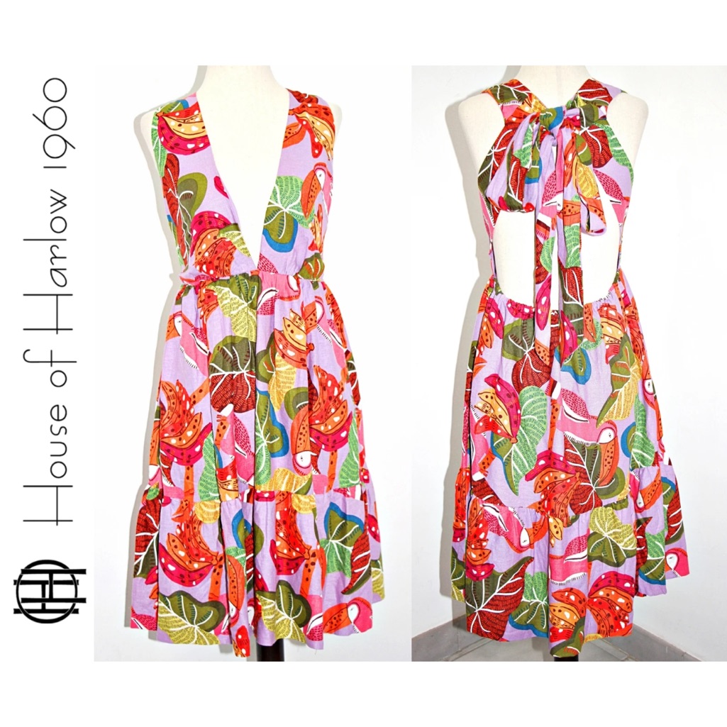 New!! House Of Harlow 1960 Tropical Print Dress Farm Rio Vibes